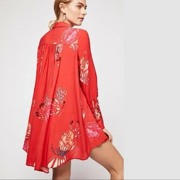 Free People Field Of Butterflies mini dress /Tunic , sz : small - Picture 2 of 11